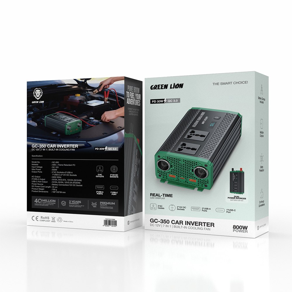 اینورتر خودرو گرین لاین مدل GC-350 توان ۸۰۰ وات